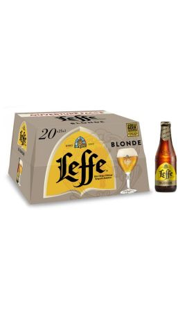 Bière blonde Leffe le pack de 20 bouteilles de 25cL Contenu