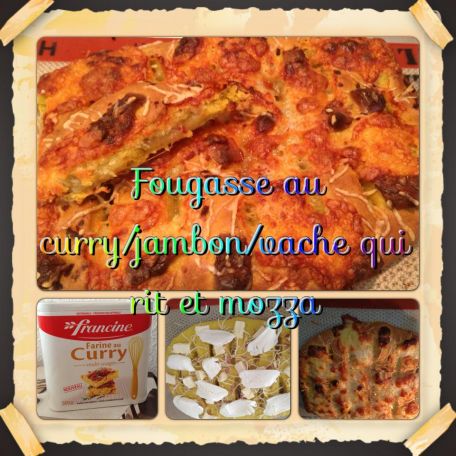 RECIPE MAIN IMAGE Fougasse au curry, jambon, vache qui rit et mozzarella 