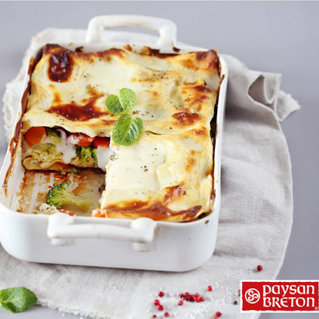 RECIPE MAIN IMAGE Lasagne aux légumes et fromage fouetté échalote et ciboulette