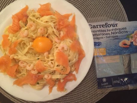 RECIPE MAIN IMAGE Tagliatelles gourmandes avec les crevettes décortiquées cuites  Carrefour