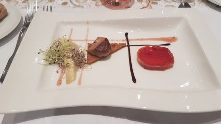 RECIPE MAIN IMAGE Trilogie de foie gras présentation Mondrian
