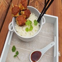 Brochettes de poulet yakitori et son riz