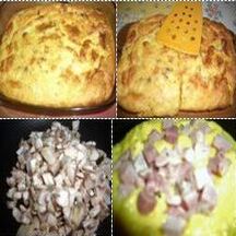 Gâteau Polenta au coeur de champignons et jambon