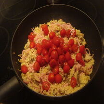 Poêlée de boulgour au jambon, tomates & champignons 