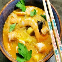 Soupe thaï aux crevettes et au lait de coco