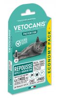 Répulsif pour chat puces, tiques & moustiques 4x1mois Vetocanis