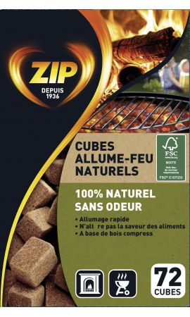 Zip Natural Individual cubes allume-feu 24 + 4 gratuits