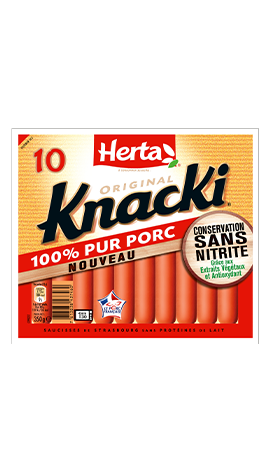 Knacki - 100% pur porc - Saucisses de Strasbourg - Herta - 350 g