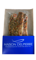 Filets de hareng fumés parsemés de millet, oignons et poivrons rouges Delpierre Filets de hareng fumés parsemés de millet, oignons et poivrons rouges Delpierre