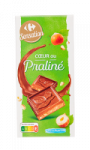 Tablette de chocolat au lait coeur au praliné Carrefour Sensation