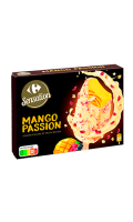 Bâtonnets chocolat blanc sorbet mangue passion sauce fruits rouges Carrefour Sensation
