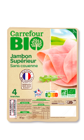 Jambon bio supérieur sans couenne Carrefour Bio