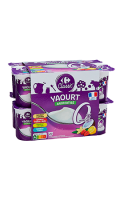 Yaourt aromatisé 0% vanille, fraises des bois, citron & coco Carrefour Classic\'
