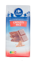 Tablette de chocolat au lait et riz Crousti Rice Carrefour Classic\'
