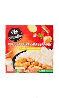 Plat cuisiné poulet massaman curry et son riz basmati Carrefour