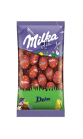 Petits œufs chocolat au lait fourrés aux éclats de Daim Milka