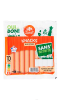 Saucisses knacks pur porc fumées sans nitrite Carrefour Classic\'