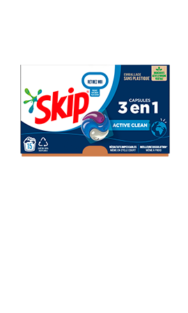 Lessive capsules activ clean 3en 1 Skip x15 sur