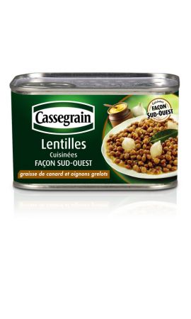 Lentilles cuisinées à la graisse de canard