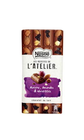 NESTLE L'ATELIER Chocolat au Lait, Raisins, Amandes et Noisettes - 195 g