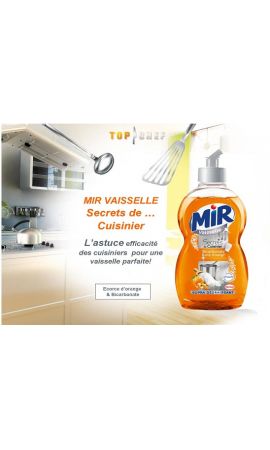 Mir Vaisselle Secrets de Cuisinier – Liquide Vaisselle (500mL) –  Bicarbonate & Ecorce d'orange – Vaisselle Main : : Epicerie