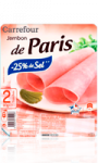 Jambon de Paris 2 tranches à taux de sel réduit Carrefour