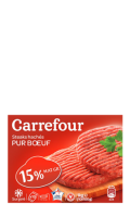 Steaks hachés pur boeuf surgelé Carrefour