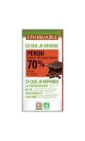 Chocolat bio noir Pérou 70% ETHIQUABLE