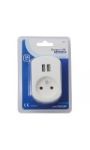 Chargeur prise 16A+ terre + 2 chargeurs USB total 2 a blanche GEFOLEC