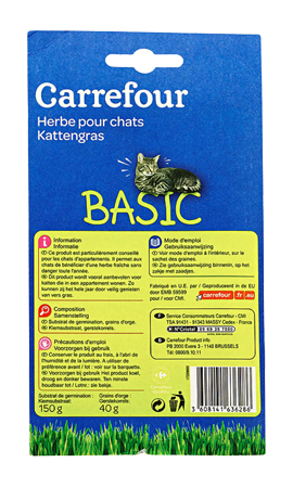 Herbe Pour Chats Basic Le Paquet De 150 G 40g Contenu