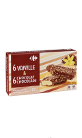 Glaces 6 vanille & 6 chocolat Carrefour