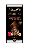 Tablette de chocolat noir 70% Framboise Noisette Lindt Excellence