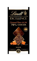 Tablette de chocolat noir 70% Caramel et Fleur de sel Lindt Excellence