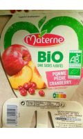 Compote Bio pomme pêche cranberry sans sucres ajoutés Materne