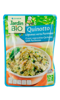 Plat cuisiné bio quinoa légumes verts parmesan Quinotto Jardin Bio