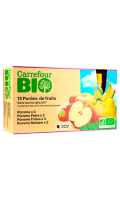 Compotes en gourde bio aux fruits sans sucres ajoutés Carrefour Bio